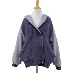 Alafoss Icewool Cardigan Womens M Medium Iron Coal Wool Blend Made In Iceland